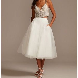 David’s Bridal midi tulle top skirt